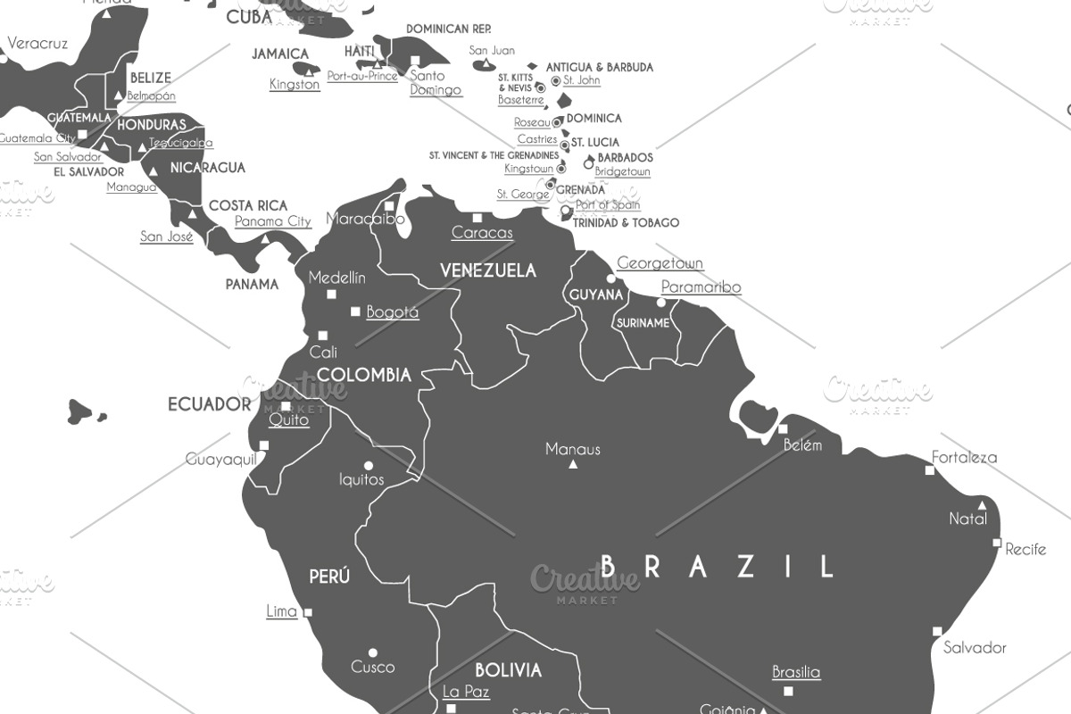 Vector World Map with main cities, an Education Illustration by asantosg (Photo 5 of 7)