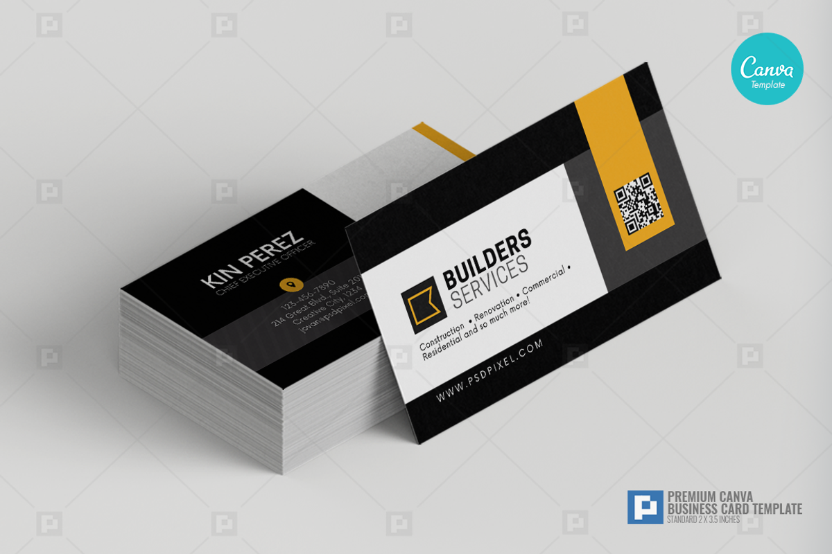 Construction Canva Business Card 15, a Business Card Template by PSDPixel (Photo 3 of 4)