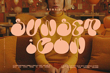Sunset Icon Retro Bubble Font Duo