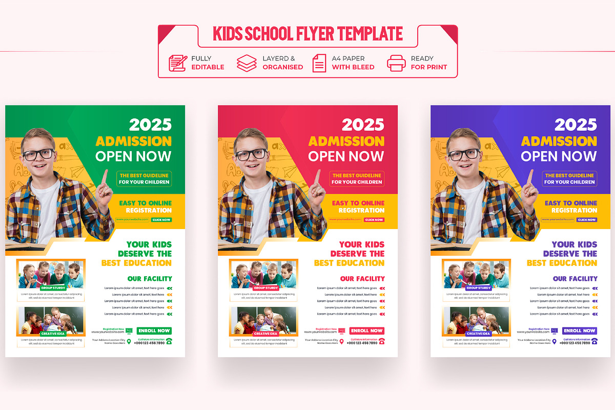 Kids school Admission Flyer Template, a Marketing Template by Mk_Studio (Photo 4 of 11)