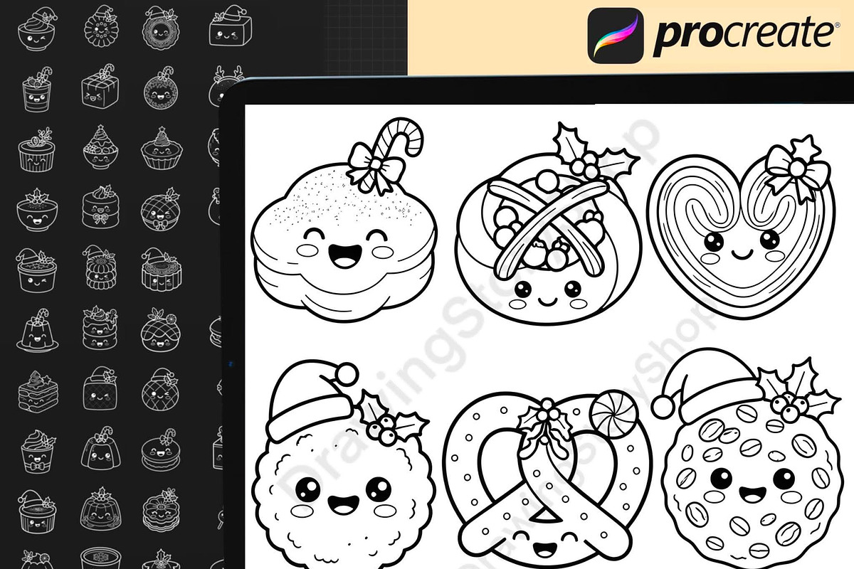 Christmas Kawaii Dessert Procreate, a Brush Add-On by DrawingStoryShop (Photo 5 of 6)