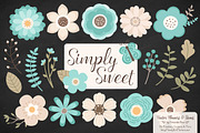 Aqua Vector Flowers Clipart, an Illustration by Amanda Ilkov (Thumbnail 2 of 4)
