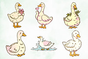 Watercolor Whimsical Cute Goose PNG, an Animal Illustration by Creative Art (Thumbnail 4 of 8)