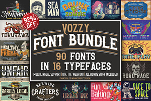 Vozzy Font Bundle 16 Typefaces