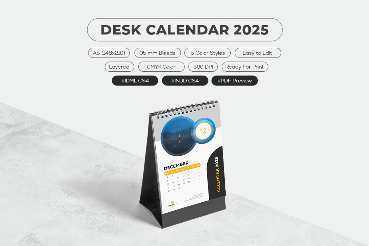 2025 Desk Calendar, a Stationery Template by MstArtwork (Photo 5 of 6)
