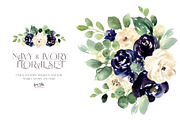 Navy and Ivory with Greenery Flowers, an Illustration by Kim Thoa Designs (Thumbnail 1 of 10)