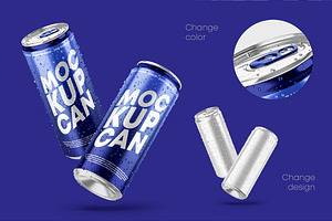 Glossy Metallic Can Mockup Set