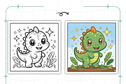 Bold Easy Cute Dinosaur Coloring Pag, an Animal Illustration by Ink Gallery (Thumbnail 2 of 9)