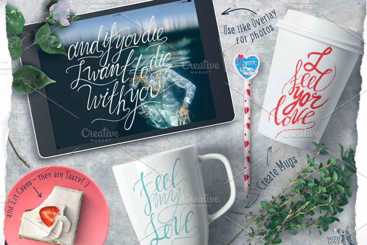 True Love Hand Lettering Set, a Decorative Illustration by Fluffy Unicorn (Photo 4 of 8)