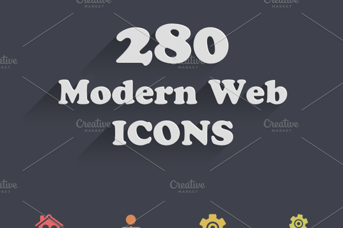 280 Modern Web Icons (7 Styles) preview 5
