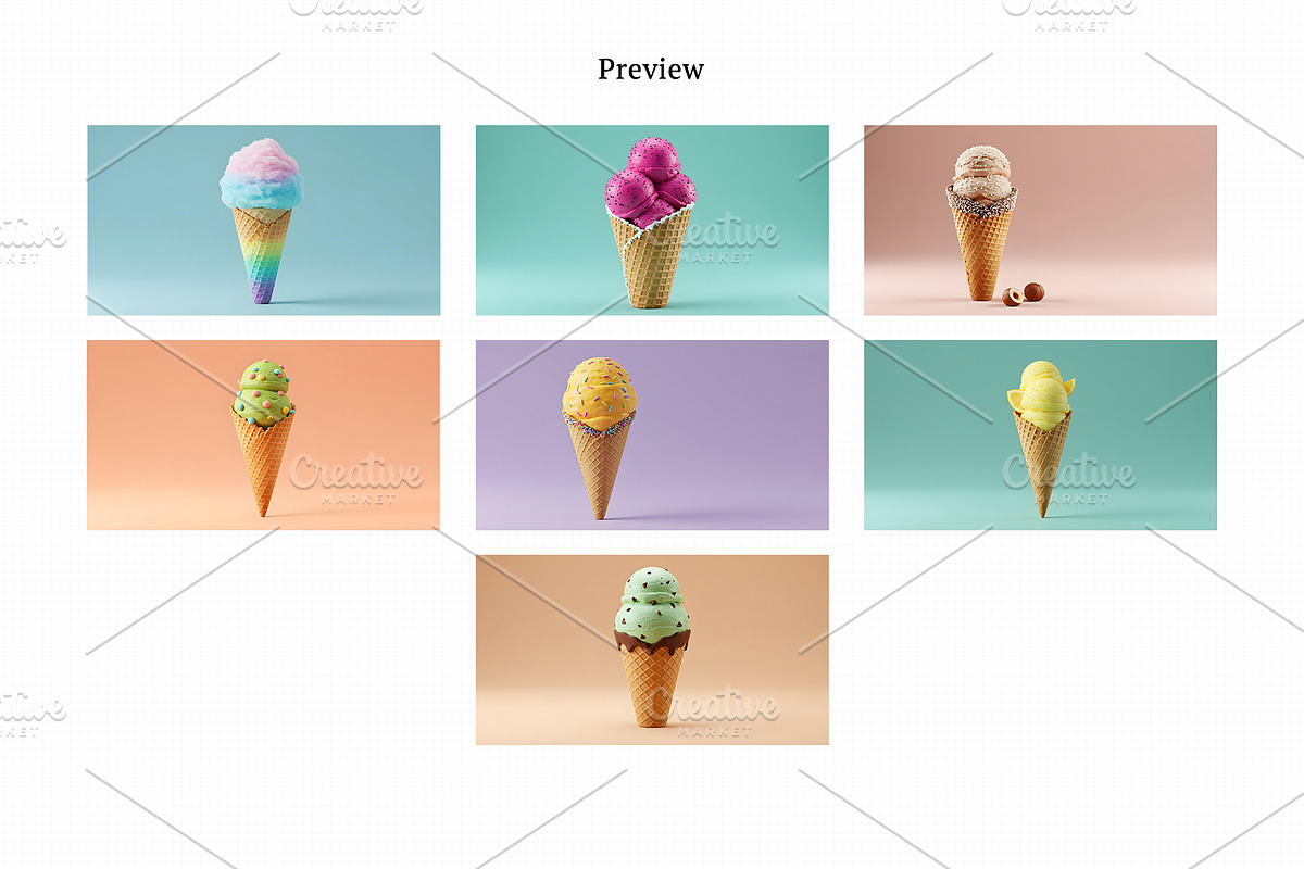 Realistic Ice Cream Cone Images Pack, a Photo by Beshr Abdulhadi (Photo 4 of 4)