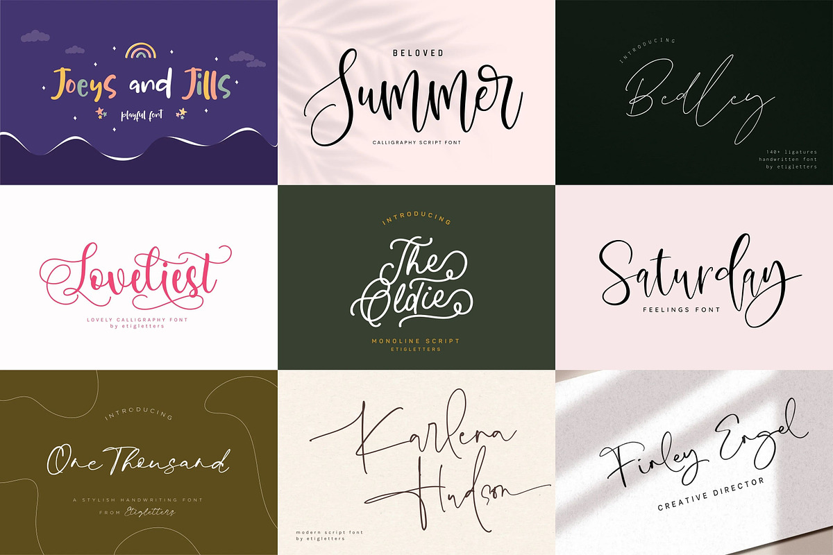 Handwritten Font Bundle Vol 1, a Script Font by etigletters (Photo 2 of 5)
