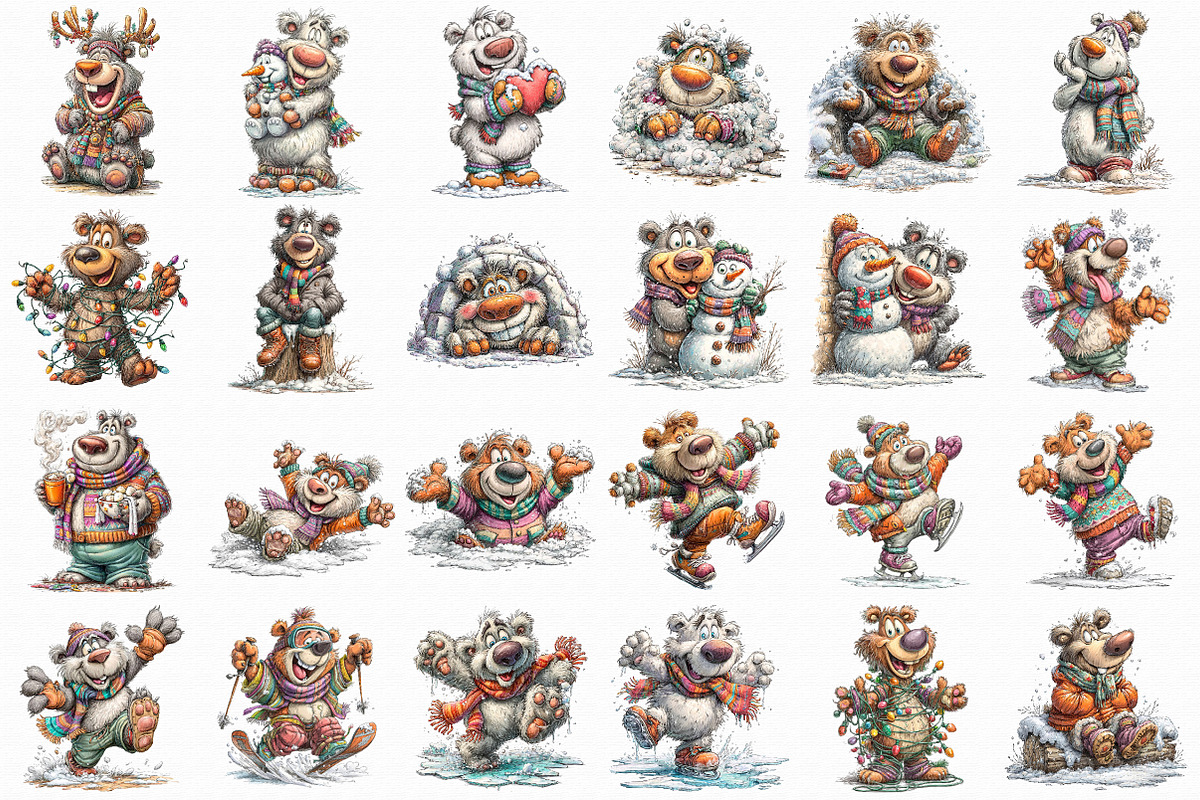 Funny Winter Bear Clipart, an Illustration by Libby Wishes (Photo 2 of 7)