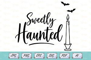 Sweetly Haunted Candle Line Art