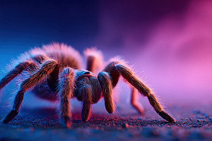 Vibrant close-up of a tarantula spider, an Animal Photo by AlyaAnd