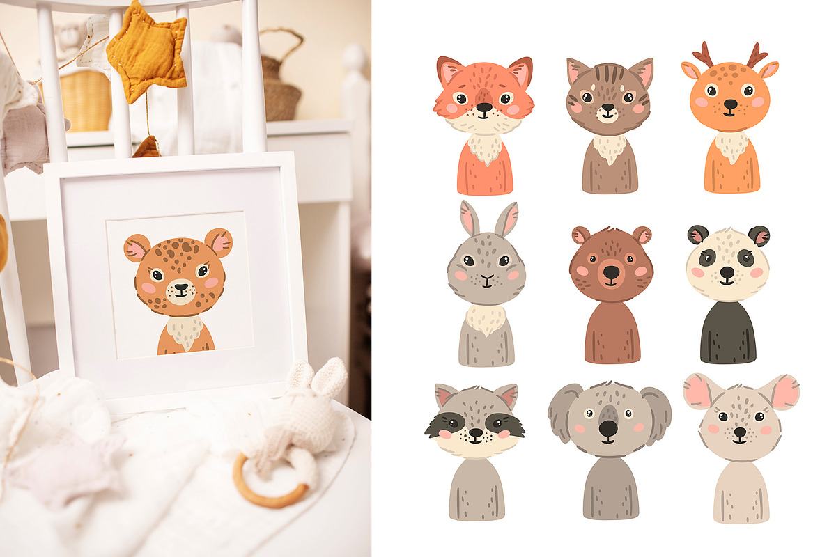 Animal babies cute illustrations, an Animal Illustration by OxanaTally (Photo 4 of 13)