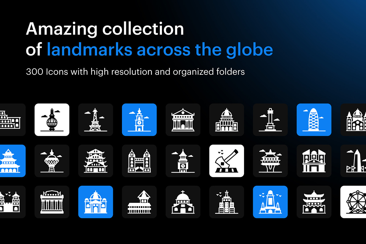 World Landmarks Icons, an Outline Icon by Brickclay (Photo 6 of 8)