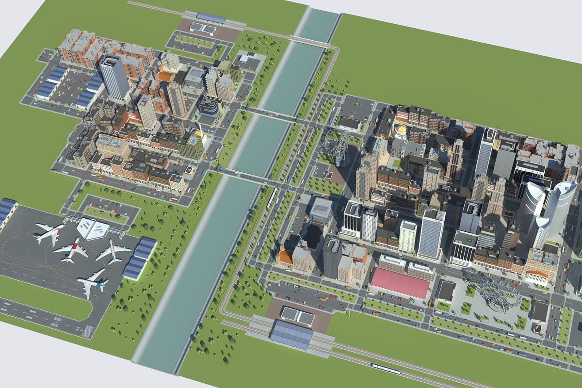Realistic Lowpoly Simple City VR/AR, an Environmental 3D Model by NOMODOL (Photo 25 of 59)