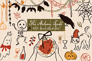 Autumn Halloween hand drawn set, a Seasonal Illustration by Madiwaso (Thumbnail 1 of 12)