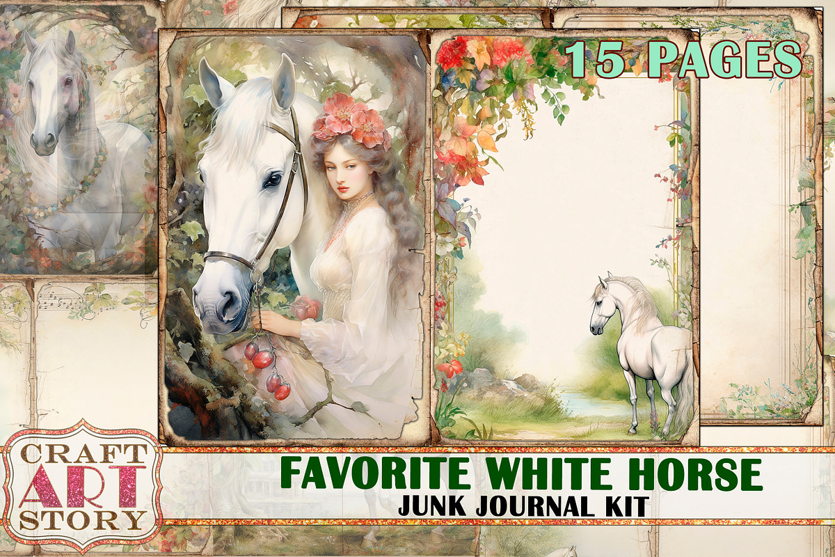 Favorite white horse junk journal, an Animal Illustration by CraftArtStory (Photo 1 of 4)