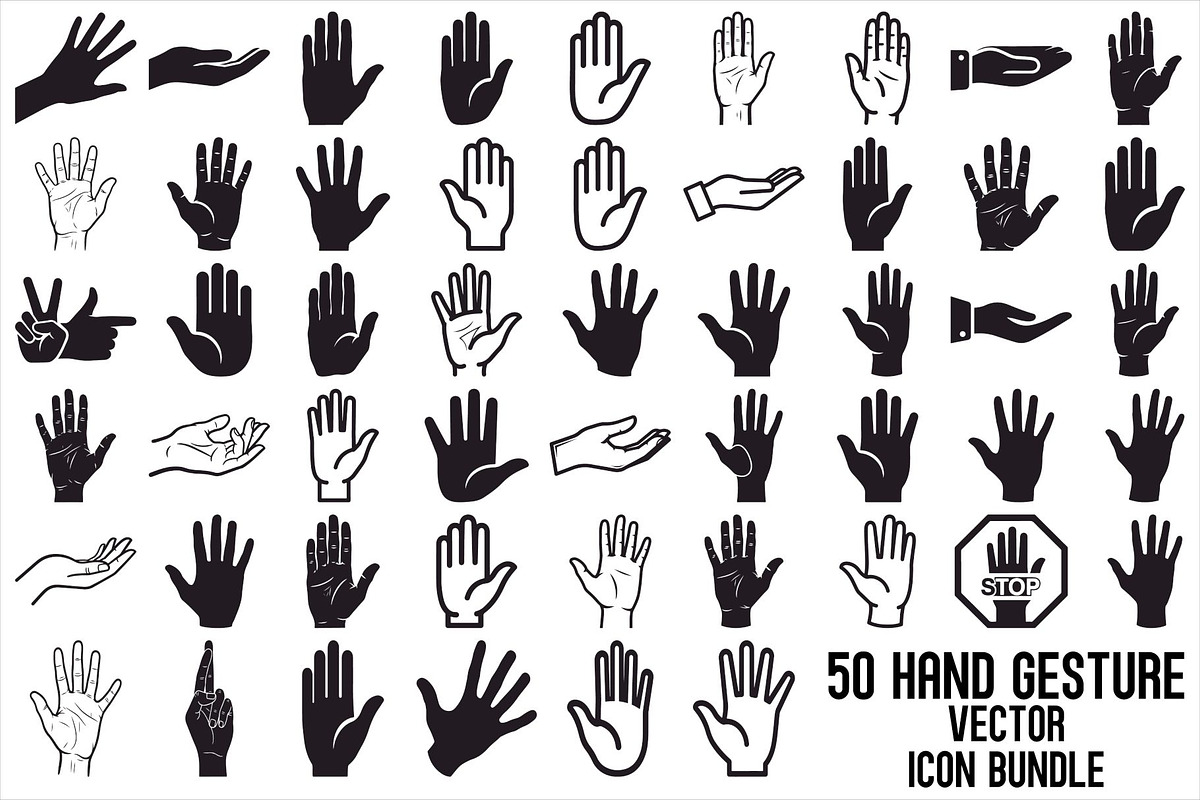 Hand Gesture Vector Icon Bundle, an Illustration by jahid234 (Photo 1 of 52)