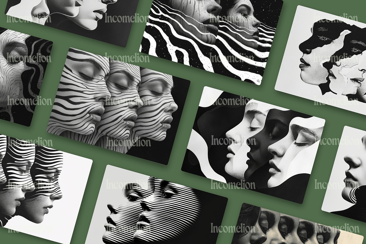 25 Optical Illusion Faces Artwork, a Person Illustration by Incomelion (Photo 9 of 9)