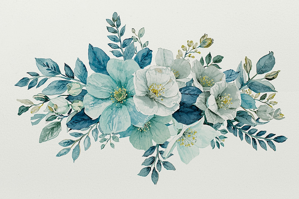 Cool Blue Watercolor Florals, an Illustration by Creativeshirt (Photo 11 of 11)