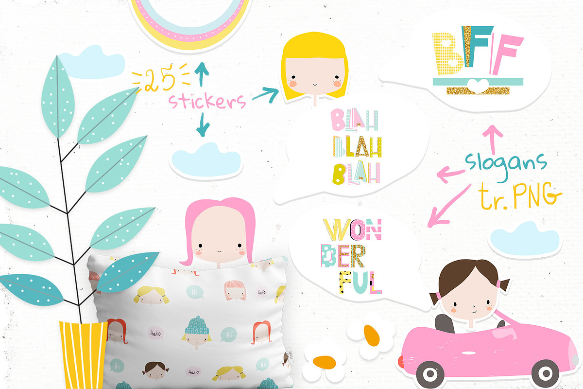 Girls love cars and plants, a Decorative Illustration by Viktoria Siarova (Photo 4 of 7)