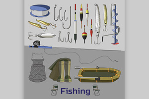 Fishing Set Icons