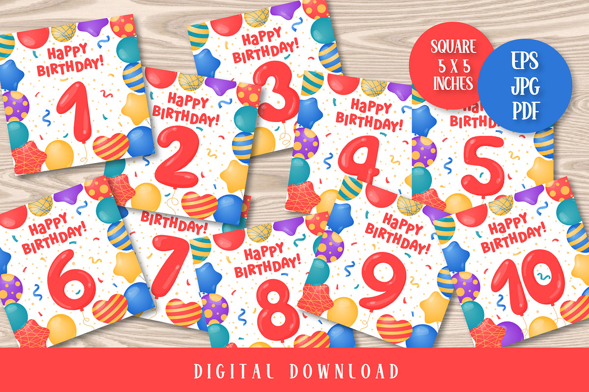 Happy Birthday Greeting Cards Square, a Card Template by AnnaViolet_store (Photo 1 of 9)