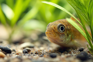 Small freshwater fish peeking from, an Animal Photo by MistyDay