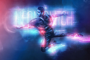 Neon Glitch Photoshop Effect