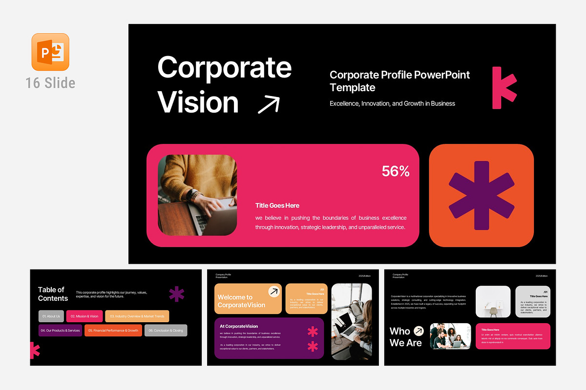 Pink Modern Corporate Presentation, a Presentation Template by Eklip Studio (Photo 1 of 6)
