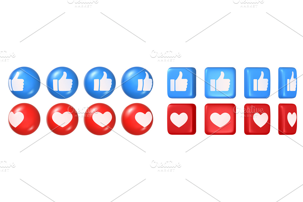 Social media like 3D icon with, an Object Illustration by Frogella