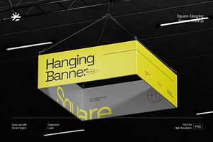 Square Hanging Banner Mockup, a Product Mockup by fakhroo