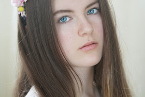 Girl with a flower wreath stock photo containing girl and calm