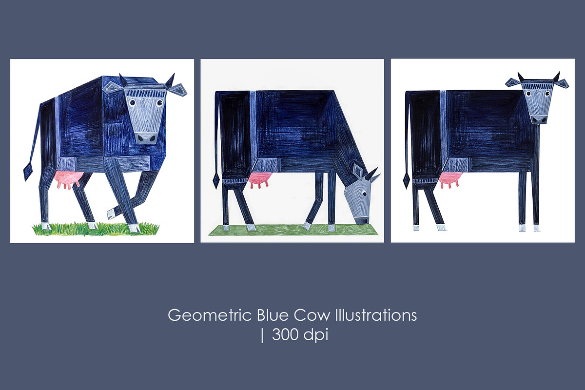 Geometric Blue Cow, an Animal Illustration by StockVerse Creative (Photo 1 of 4)