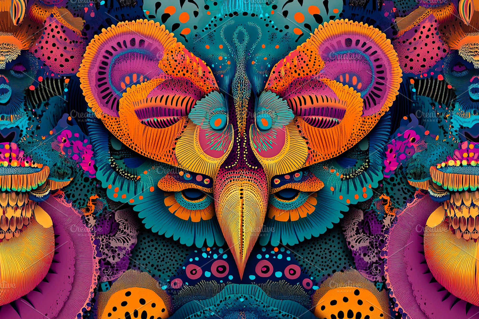 Abstract Owl Art in Vivid Colors, an Animal Photo by Ales Munt