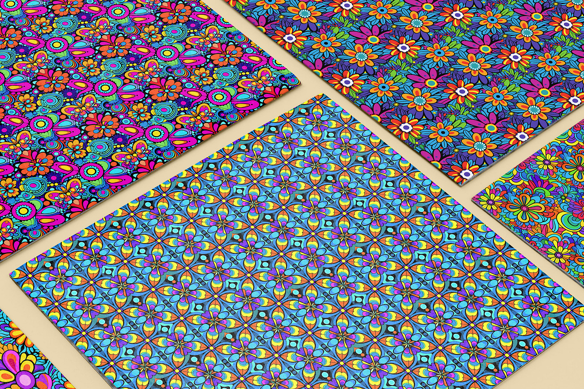20 Seamless Psychedelic 1970s Set, a Pattern Graphic by Nordic Design (Photo 3 of 9)