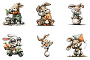 Whimsical Bunny Easter Clipart, an Illustration by CreationArt (Thumbnail 5 of 5)
