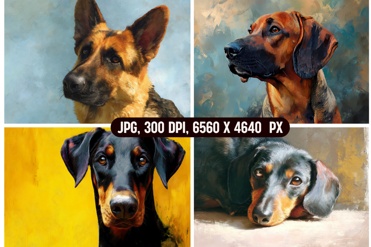 German Dogs Painterly Portraits, an Animal Illustration by PrintHaven Designs (Photo 7 of 11)