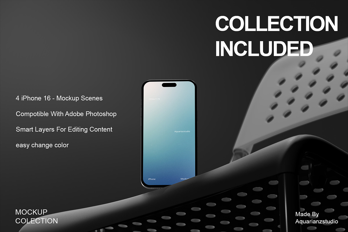 iPhone 16 Mockups, an iPhone Mockup by Aquarianz Studio (Photo 3 of 4)