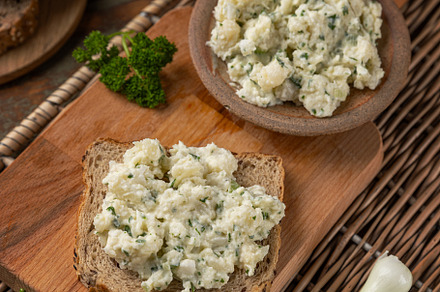 Whole wheat toast with cauliflower salad spread, a Photo by Grafvision photography