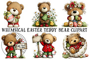 Whimsical Easter Teddy Bear Clipart, an Illustration by OK Design (Thumbnail 2 of 6)