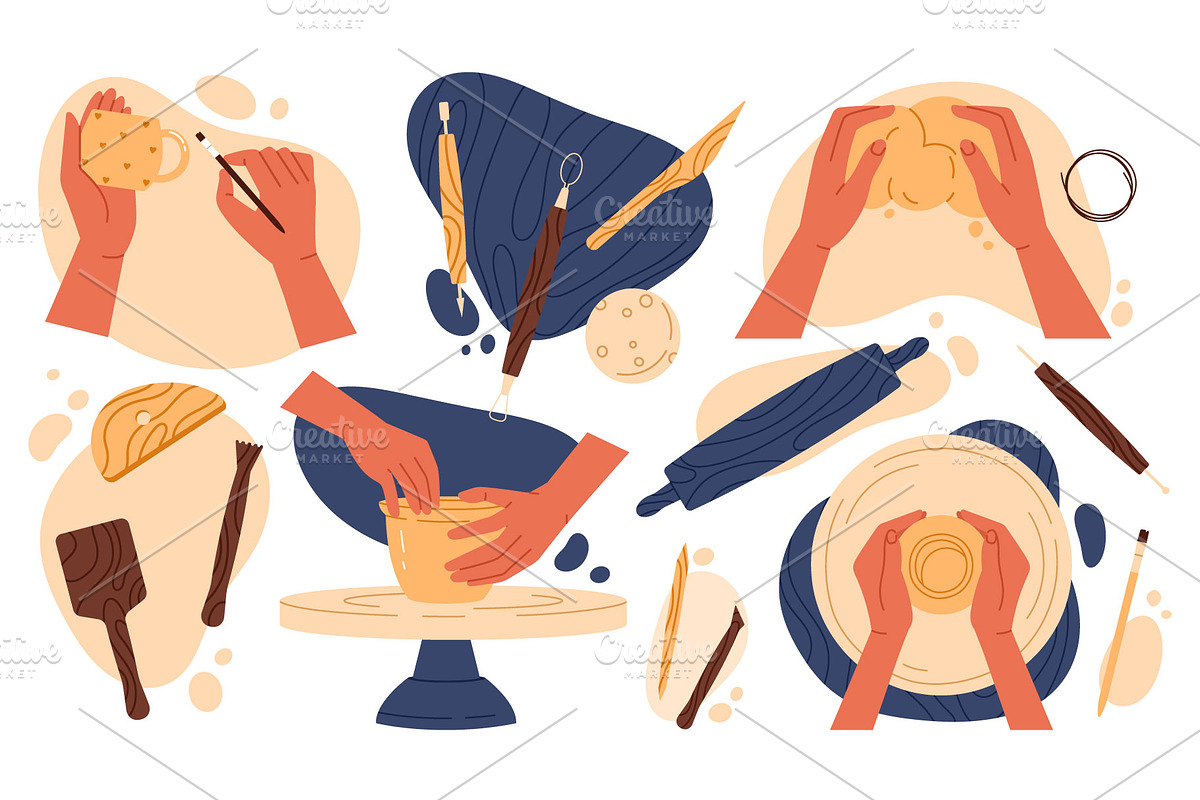 Pottery workshop set. Handmade hobby, a Work Illustration by Annie Birdie (Photo 1 of 11)