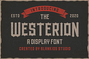 Westerion a Vintage Display Font, a Blackletter Font by Blankids Studio (Thumbnail 1 of 6)
