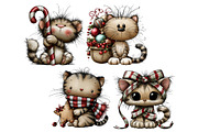 Christmas Whimsical Cat Clipart, a Seasonal Illustration by Creative Art (Thumbnail 7 of 7)