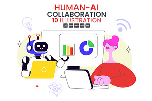 10 Human AI Collaboration, a Technology Illustration by denayunebgt
