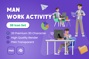 Man Work Activity 3D Character