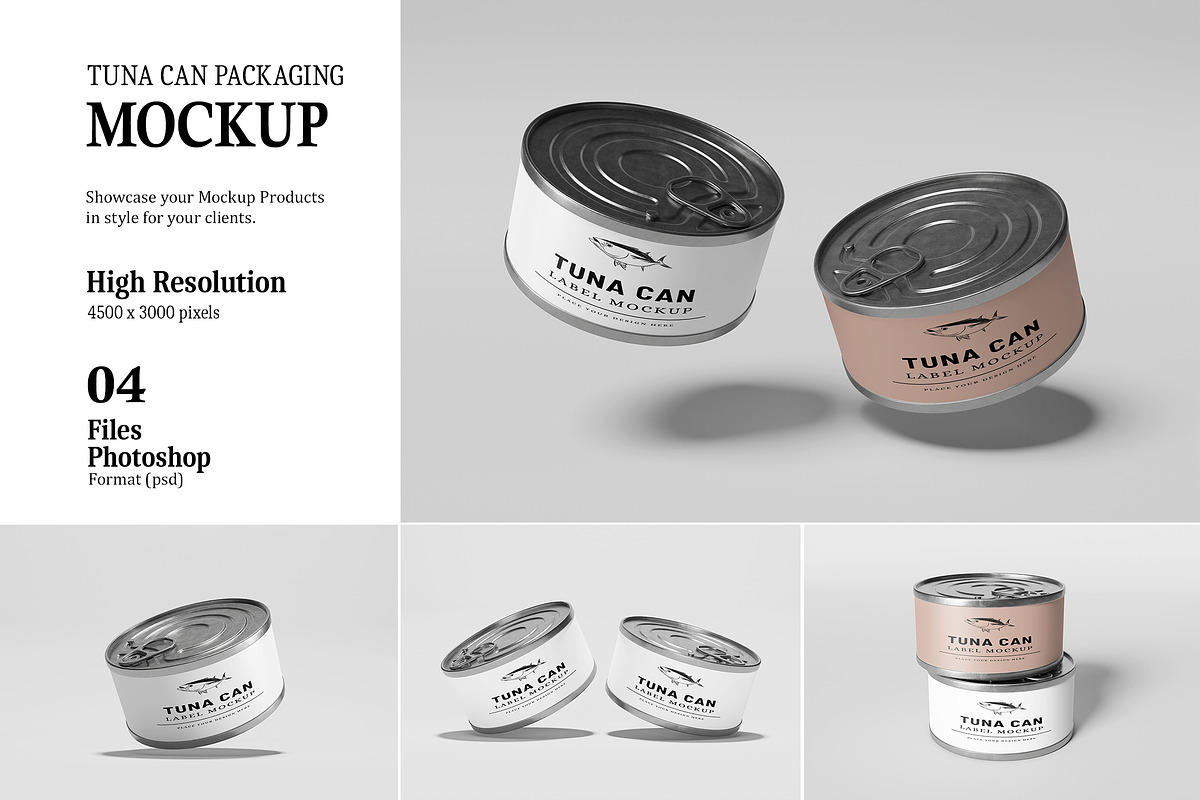 Tuna Can Packaging Mockup, a Packaging Mockup by AndikaGraphic (Photo 1 of 5)